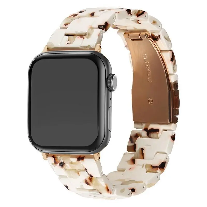 Transparent Ceramic Resin Watch Band Compatible with Apple Watch Series Lightweight Durable Clear Stylish Wristband for iWatch