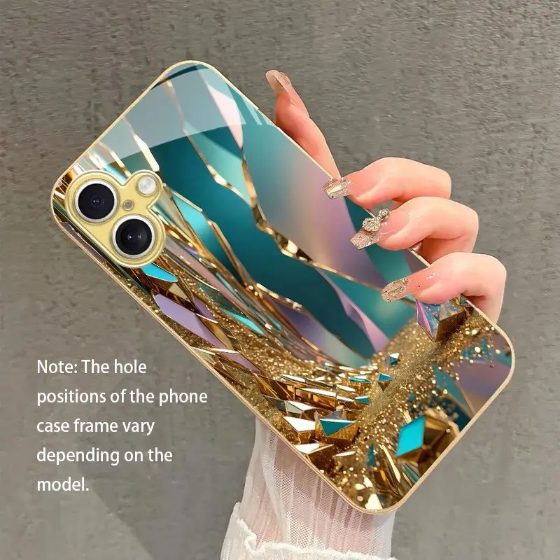 Phone Case - New Golden Gilded Geometric Pattern Phone Case for Iphone 17/ for Iphone 17 Air/ for Iphone 17 Pro Max/ for Iphone 17 Pro/ for Iphone 16/16Plus/16Pro/16Promax/15/15Plus/15Pro/15Promax/14/14Plus/14Pro/14Promax/13/13Pro/13Promax/13Mini/12