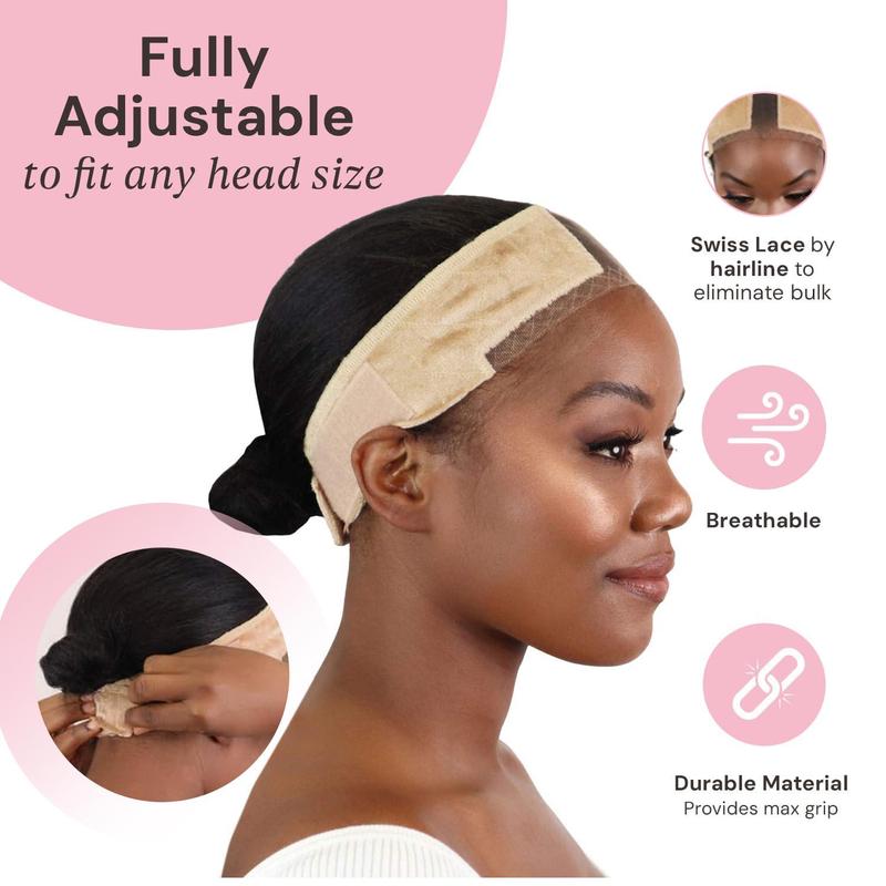 Adjustable Lace Wig Grip Band, Wig Grip Band for Lace Front Wigs, Wig Gripper with Ear-cutouts, Comfortable Breathable, Secure Glueless Velvet Headband, Headband Head Wrap