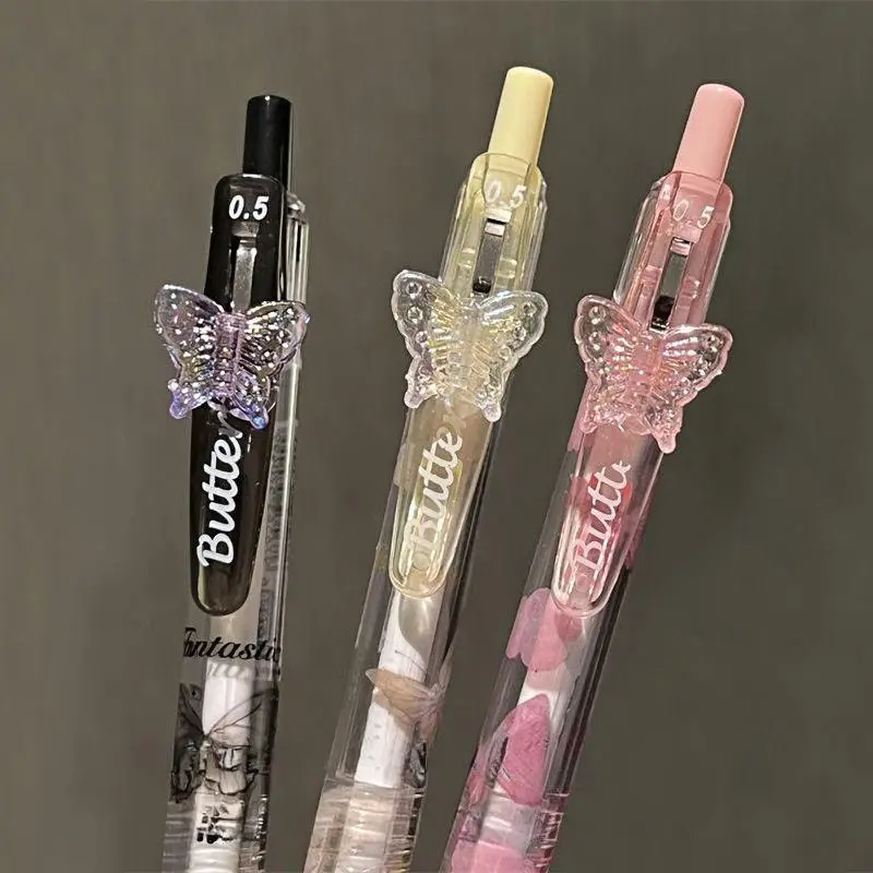 3/20Pcs Random Butterfly Gel Pen Set Aesthetic Pens Smooth Writing Office Signature Pen School Stationery Holiday Gift