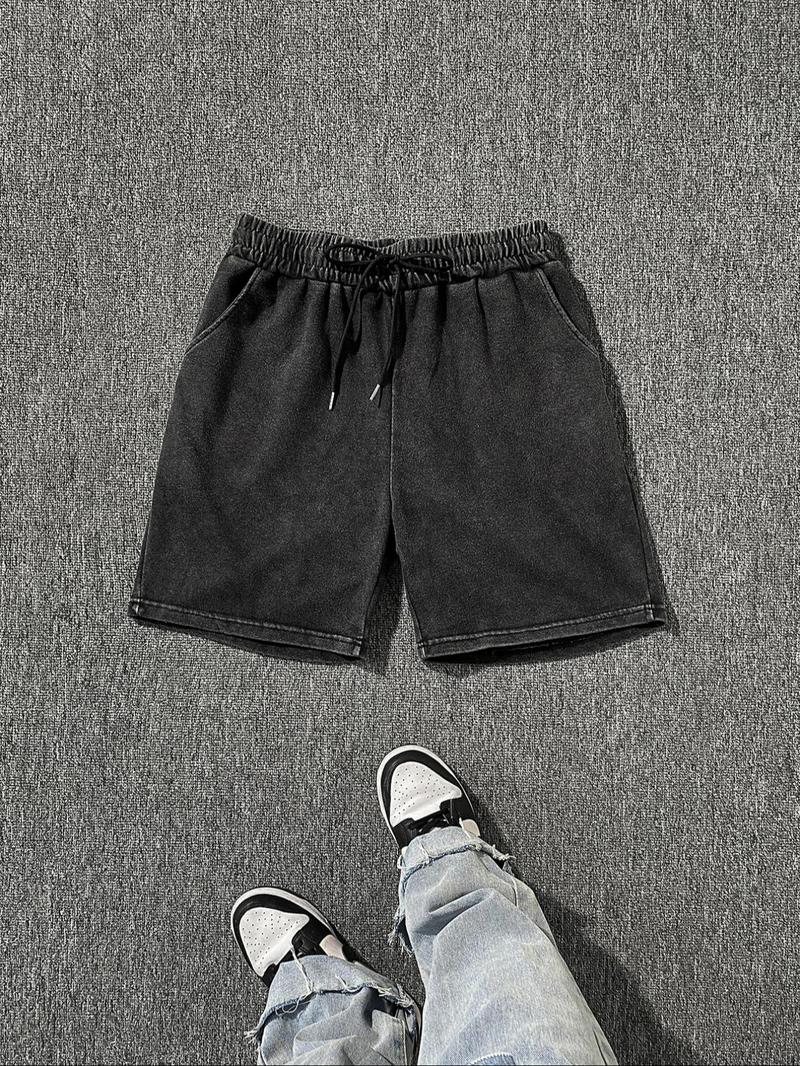 Men's Regular Fit Solid Color Drawstring Waist Shorts, Casual Street Fashion Shorts for Summer, Men's Bottoms for Daily Wear, Cotton