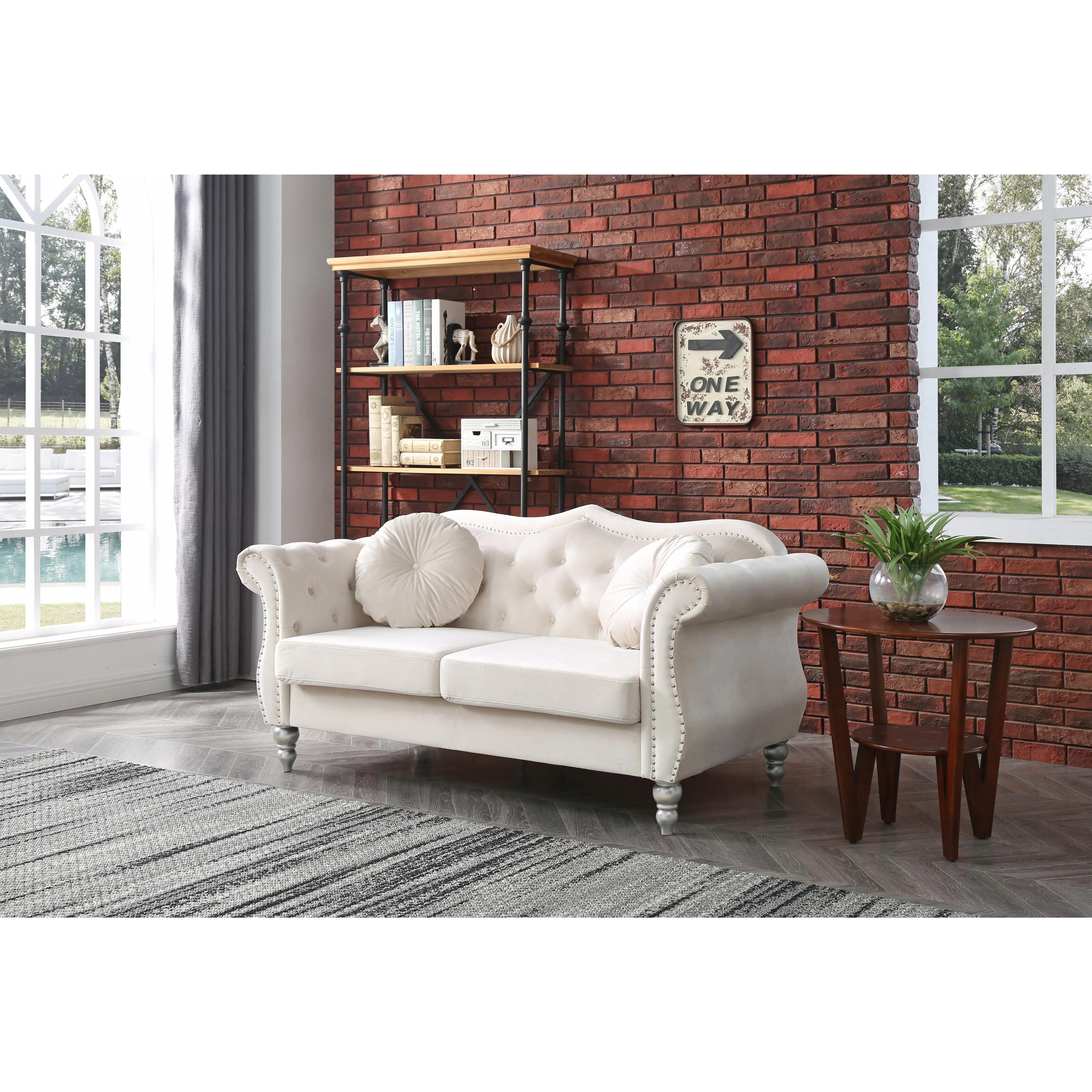 ARCH Elegant Flared Arm Loveseat in Ivory - Compact 2-Seater Couch for Living Room, Apartment, Office, Reading Nook, Cozy Accent Sofa with Flared Arms, Neutral Off-White Upholstery, Space-Saving Indoor Loveseat, Stylish Seating for Small Spaces
