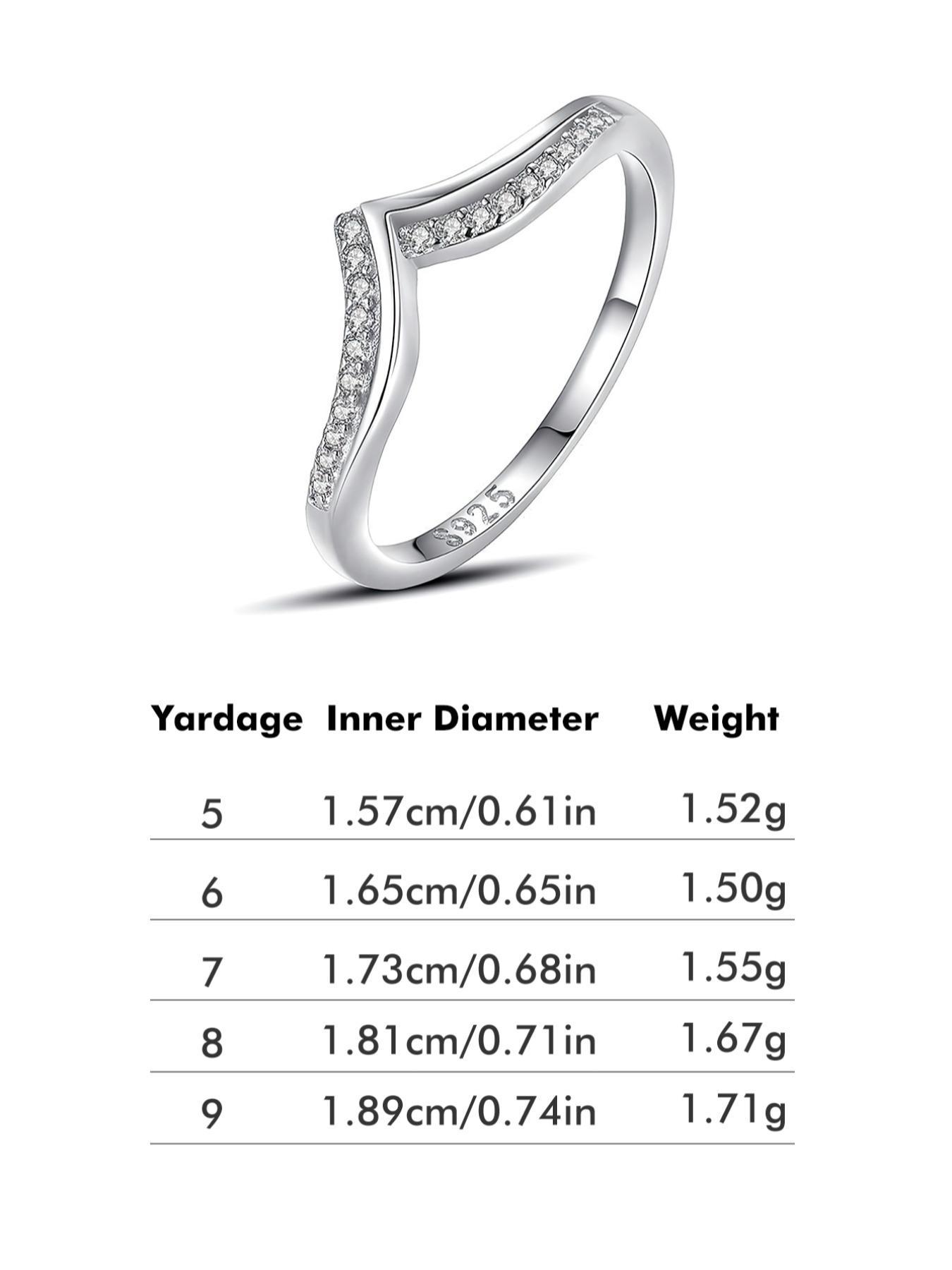 S925 Sterling Silver V-shaped Artificial Zircon Ring, Fashion Promise Ring, Fashion Accessories for Women & Girls, Trendy All-match & Exquisite Jewelry for Birthday Gift, Adjustable Rings