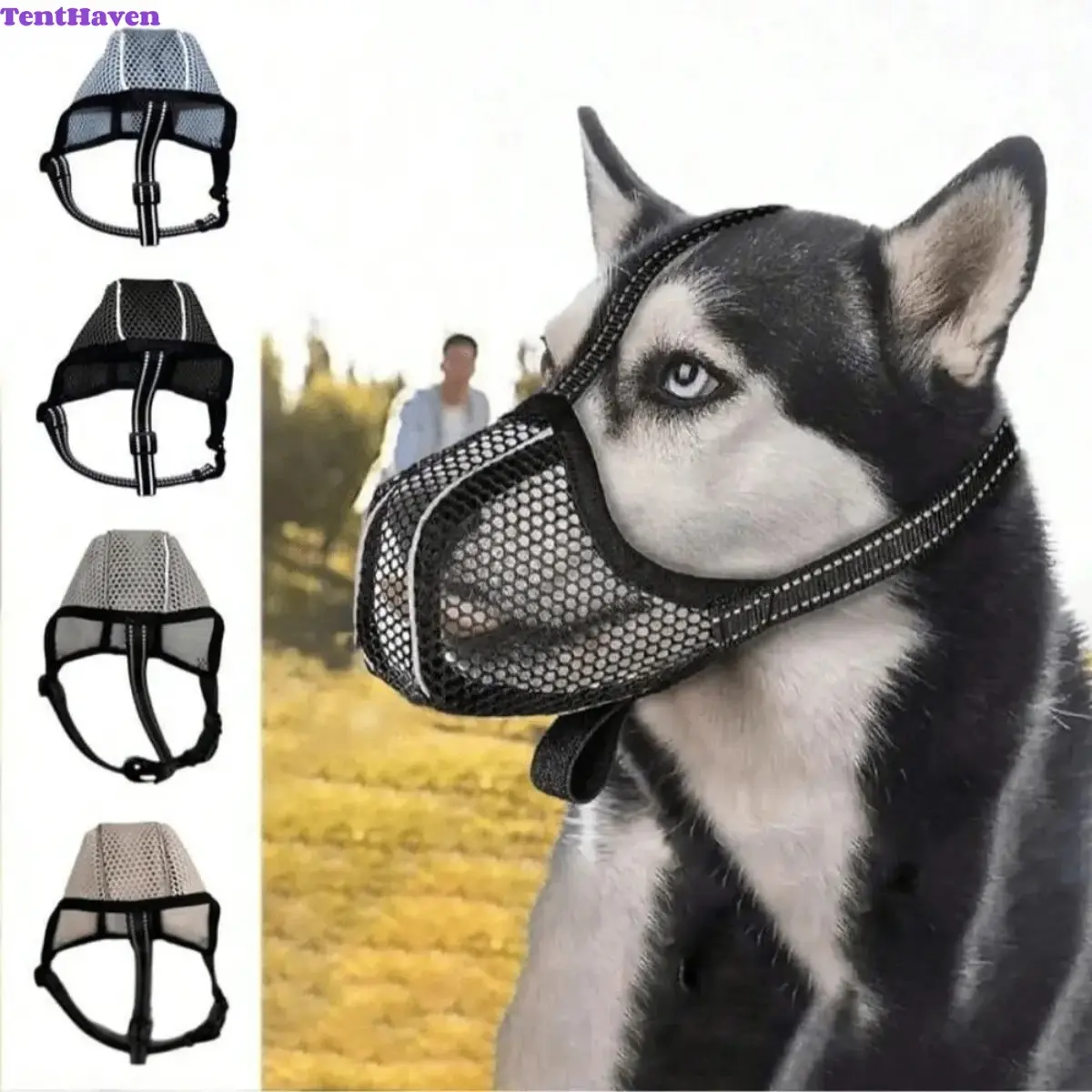 Soft Reflective Dog Muzzle For Small To Medium Dogs, For Day & Night Walking, Prevent Biting Scavenging And Chewing, Allow Drinking & Breathing, Size Fits Dog Weight Or Snout Circumference, Practical Fashion Dog Accessory For Daily Use
