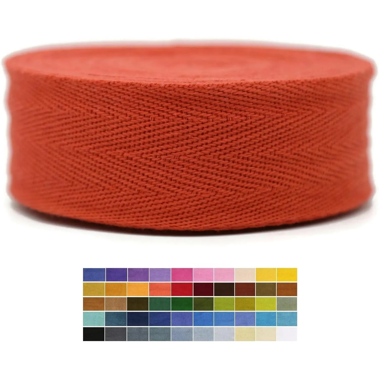2" & 1.5" & 1.18'' & 1" Cotton Twill Tape - 10 Yards - 50+ Colors -%100 Natural Cotton 1 Inch 1.5 Inch 2 Inch Herringbone Bias Binding Cotton Tape Trim for Sewing Wrapping Craft DIY (Tangarine)