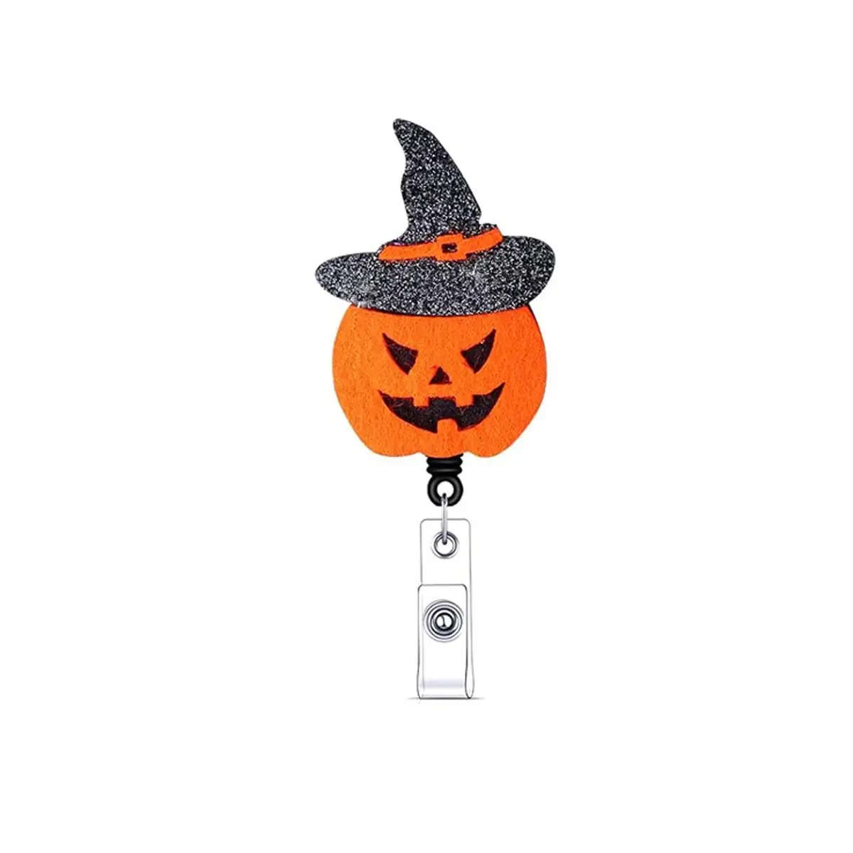 Halloween Badge Scroll, Stretchable Felt Badge Set, Includes ID Holder, Name Clip, Cute Ghost Pumpkin Bat Skull Festival Badges, Nurse Doctor Teacher Student Gift