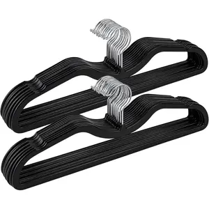 Plastic Hangers 20 Pack Ultra-Thin Space-Saving ABS 360° Swivel Hook Ideal for Closet Organization Fits Coats Shirts Dresses & More (20, Black)