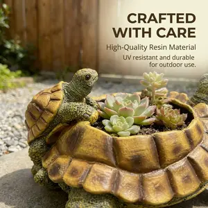 Turtle Resin Flower Pot, Creative Animal Succulent Planter, Outdoor Garden Decor, Unique Patio Ornament, Durable Plastic Material