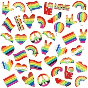 60Pcs Pride Pins, Rainbow Pins Bulk Enamel LGBTQ Lapel Pin Gay Pride Heart Flag Brooch Pin for Clothes Bags Hats Accessories, 20 StylesGift.