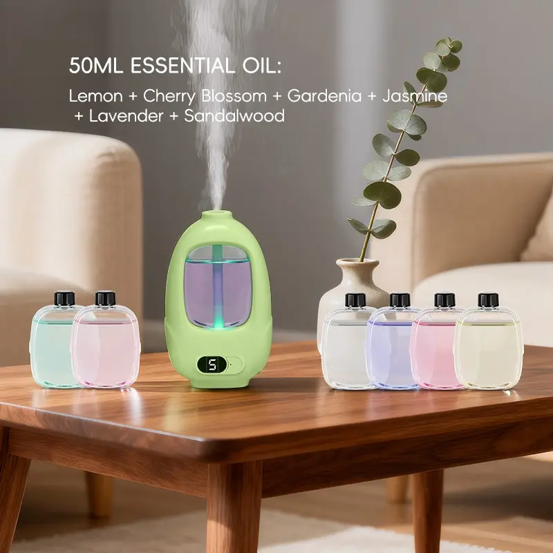Smart Home Diffuser, 2026 New Fruit Smart Aroma Diffuser, 9 Spray Modes + Timer, Hotel/bedroom/bathroom, Air Freshener, Desktop/wall Mount, Fashionable Design, Durable Abs Material, RGB Night Light, Romantic Atmosphere, Aromatherapy Diffusers