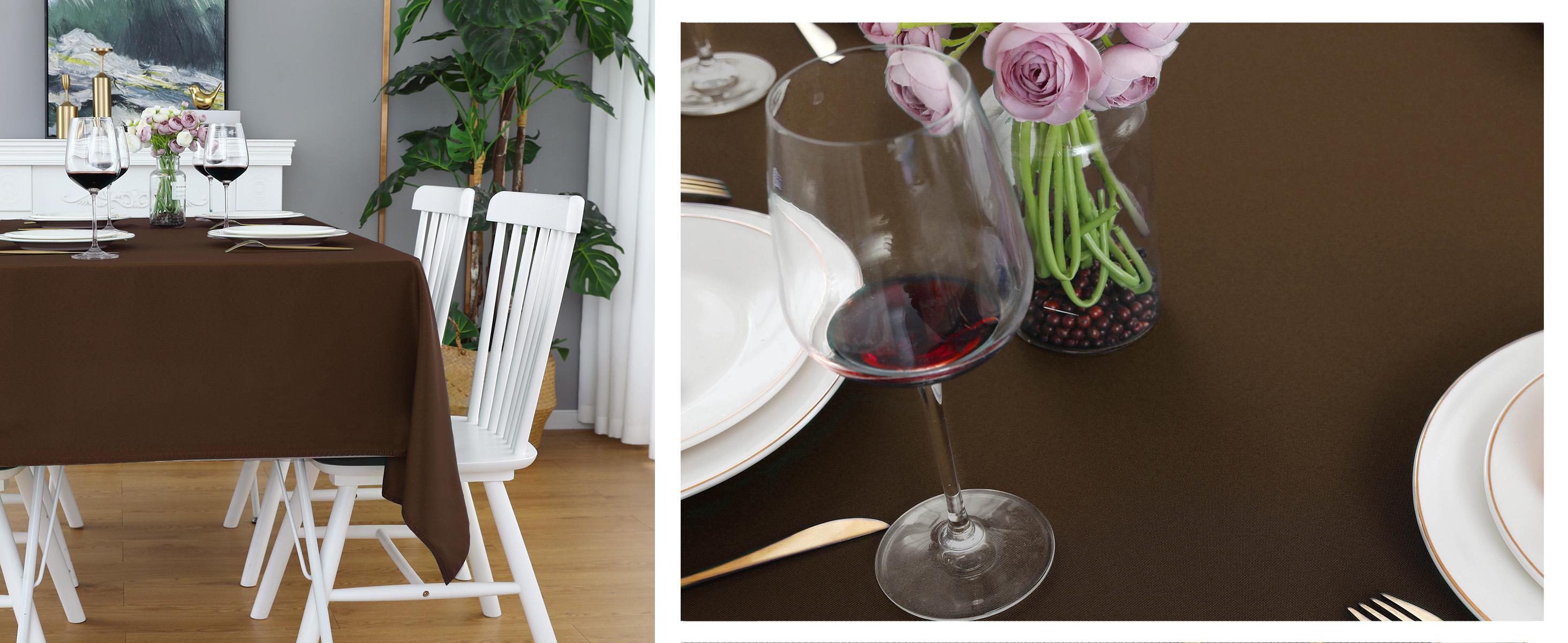 Brown Rectangle Tablecloth Wrinkle Free Waterproof Polyester Table Cloths Spillproof Heavy Duty and Washable Table Cover for Party, Banquet, Indoor and Outdoor-Square/Rectangular