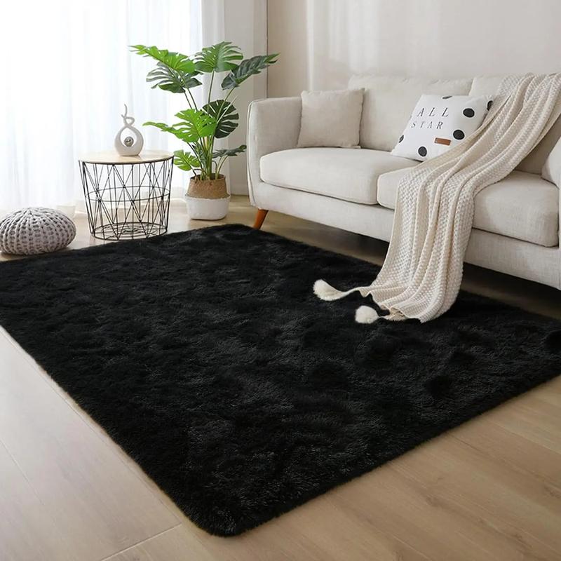 Solid Color Fuzzy Rug,  Rectangle Non-slip Soft Tuff Tufted Bedroom Carpet, Winter Warm Floor Mat for Home Living Room Decor, Fall Decor, Valentine's Day Gift