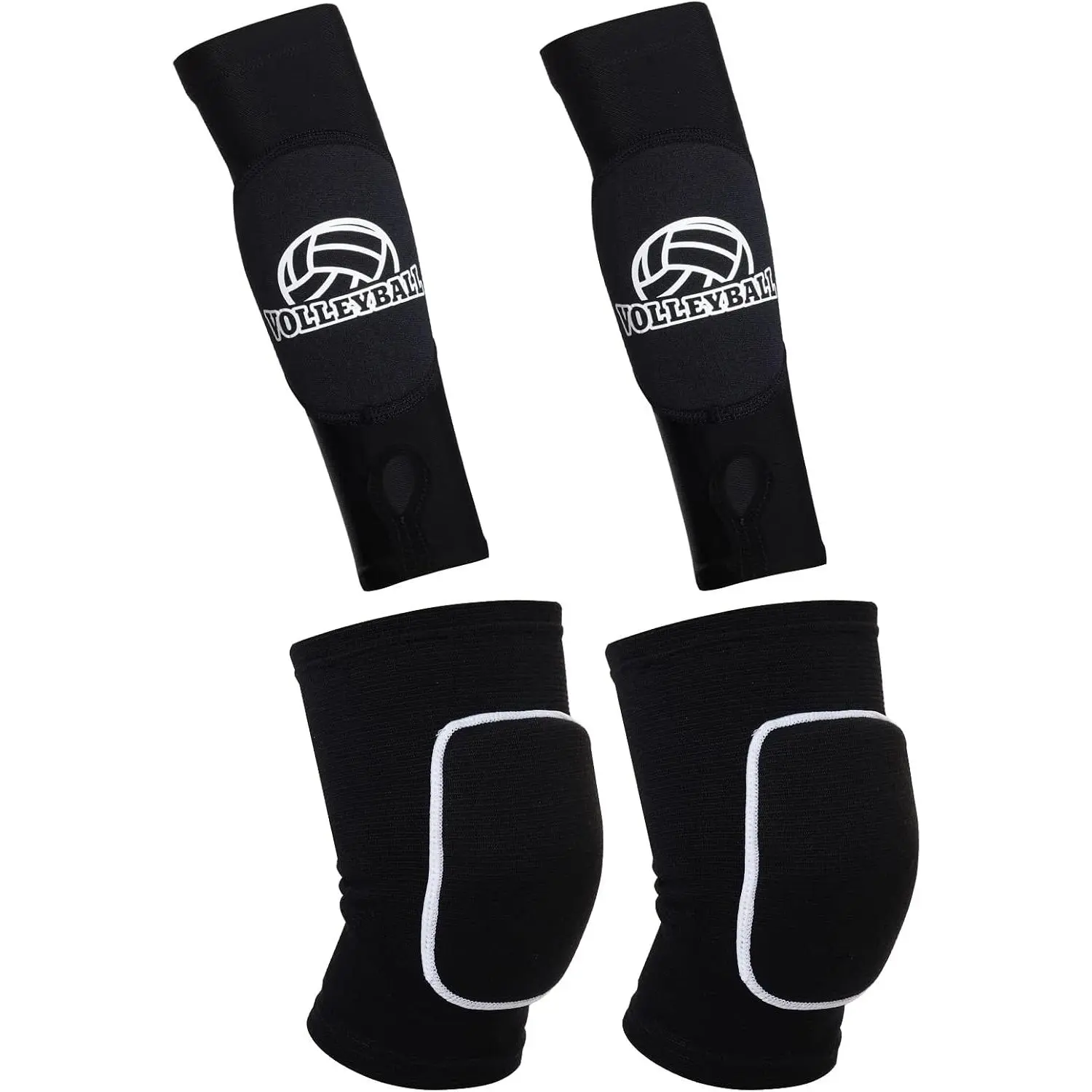 2 Pieces Volleyball Accessories Including Volleyball Knee Pads and Volleyball Arm Sleeves with Protection Pads and Thumb Hole Women Girls Teens Volleyball Training
