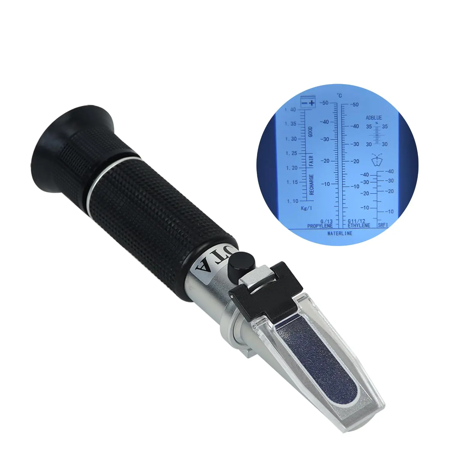4-in-1 Antifreeze Coolant Refractometer,(Copper )CNC Machine coolant Refractometer for  Exhaust Fluid,Automobile Antifreeze System,  Acid and Windshield Washer Fluid