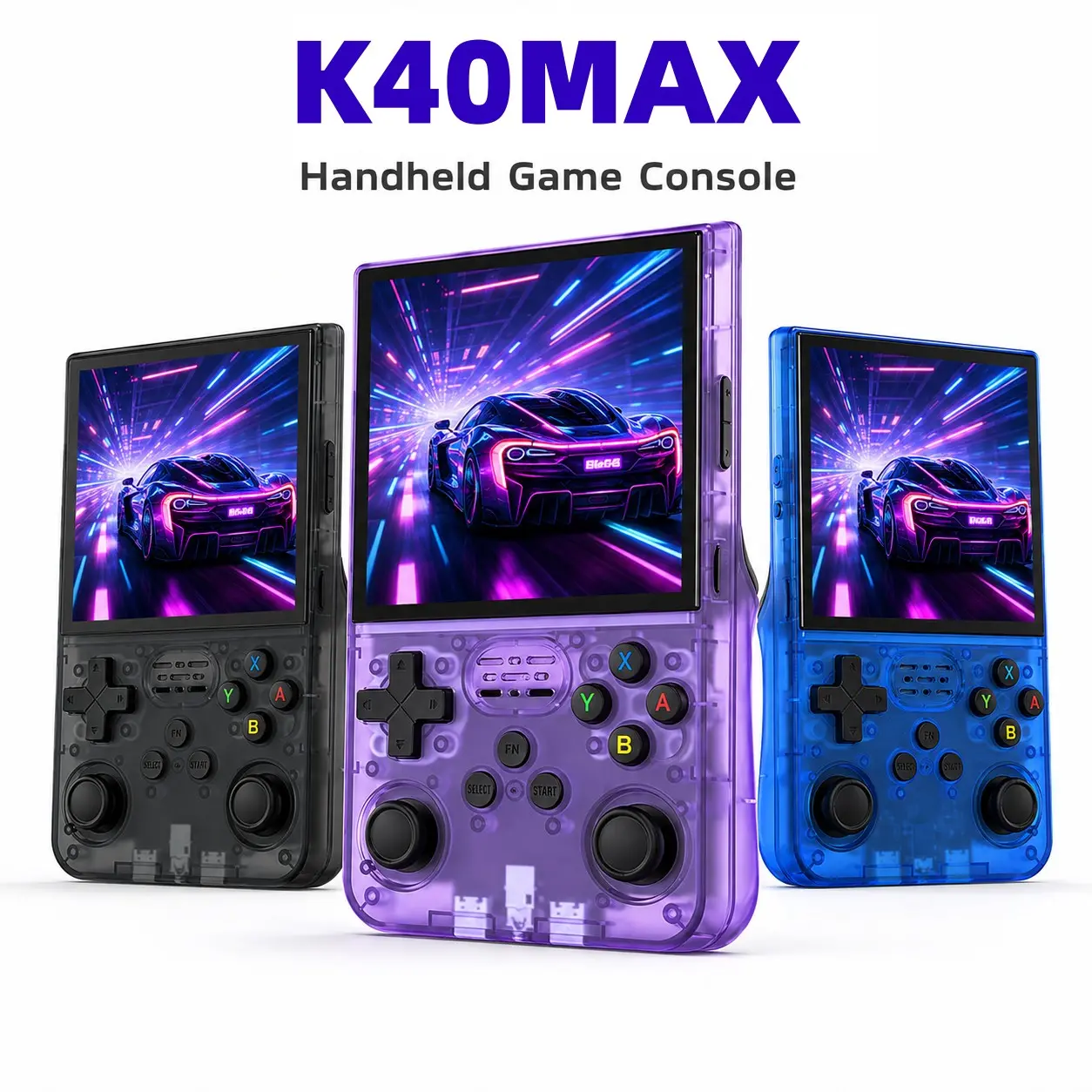 K40max Retro Handheld Game Console, Portable Palm Gaming Device, Transparent Case, Dual Analog Sticks, Multi-Game Emulators, Party Entertainment, Rechargeable Portable Console