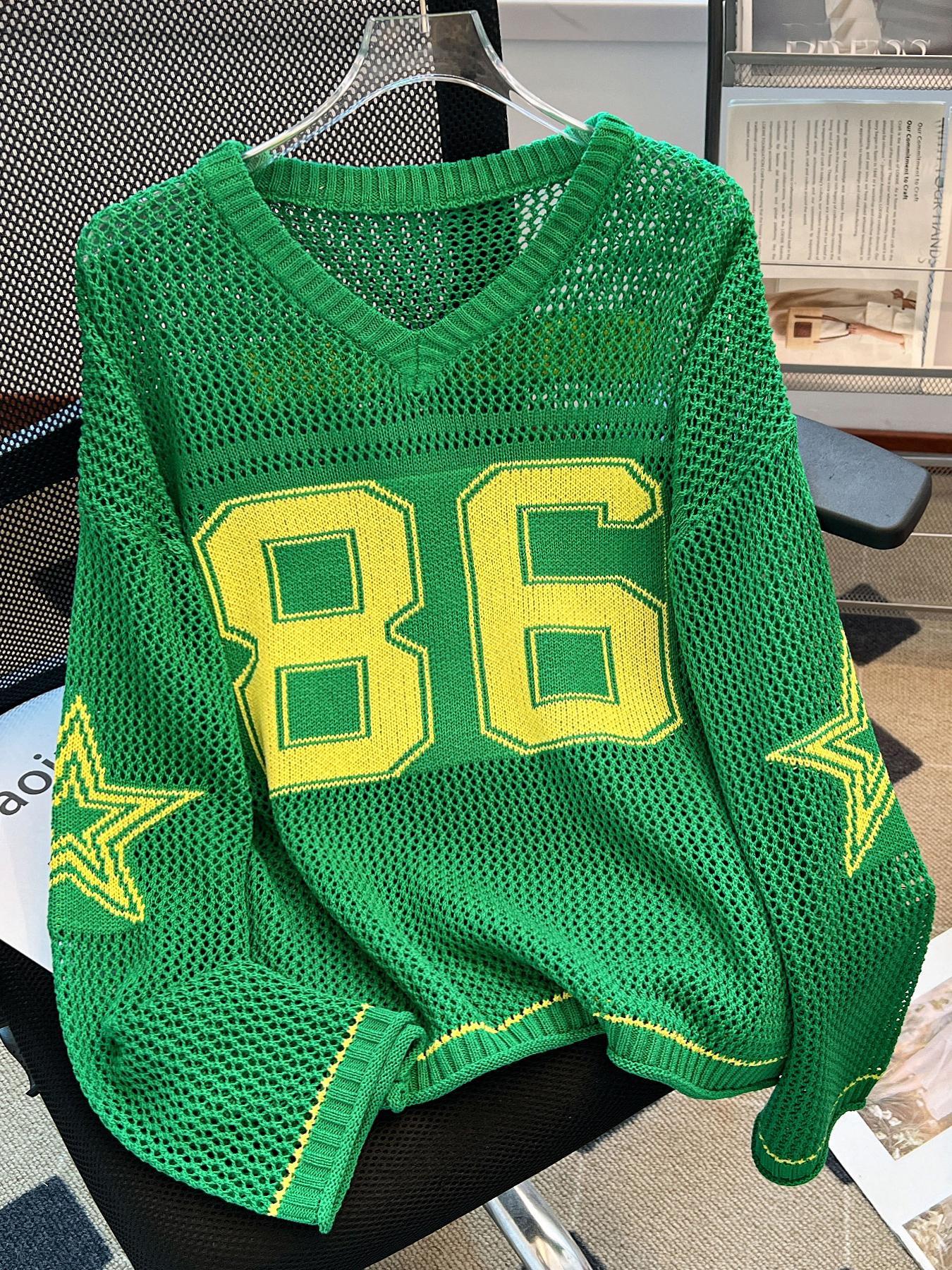 Women's Sweater, Lightweight Knit Sweater, Casual Sporty V Neck Long Sleeve Jumper for Summer, Fashion Women's Knitting Knitwear for Daily Wear