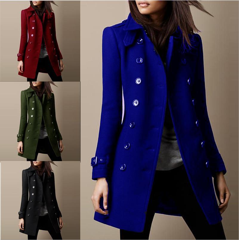 Autumn and Winter Double-breasted Casual Jacket Women's Clothing Women's Double Breasted Wool Coat winter  jacket  collection