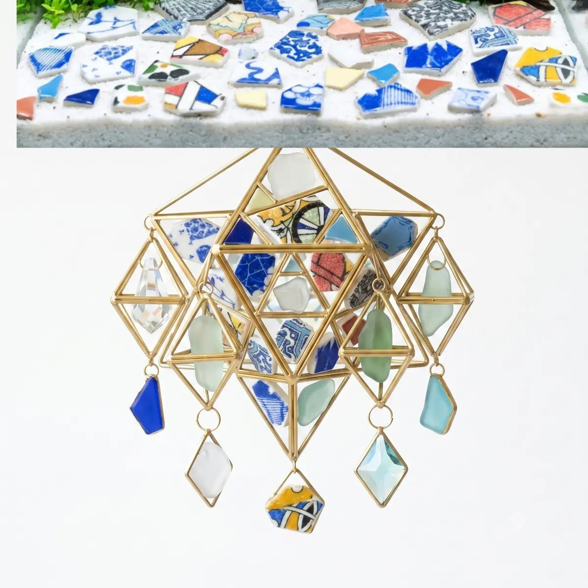 0.5 lb Mixed Color Glass Mosaic Tiles - Bulk Decorative Crushed Glass Pieces for DIY Crafts, Garden Stepping Stones, Wall Decor & Outdoor Stairway Accents