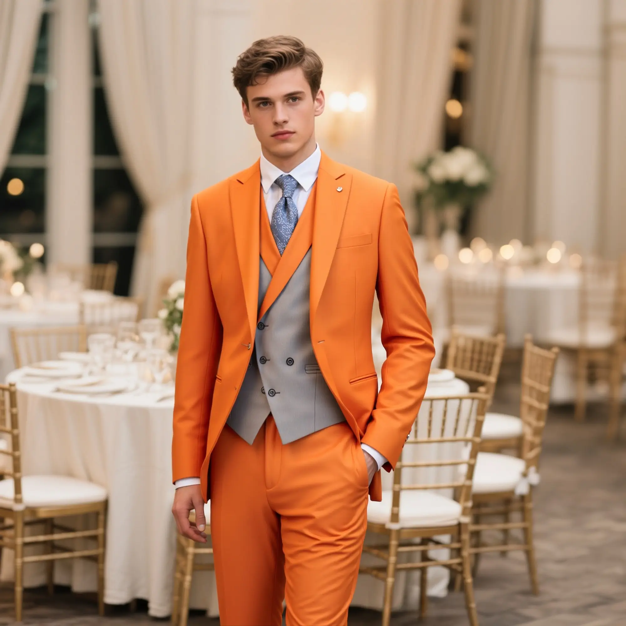 Men's Luxe Wrinkle-Resistant 3-Piece Classic Formal Suit Set - Long Sleeve Blazer, Vest, Straight Pants with Buttons, Smooth Drape, Tapered, Chic, Polyester, Low Iron, Dry Clean, All Seasons for Office & Business | Menswear, Size M