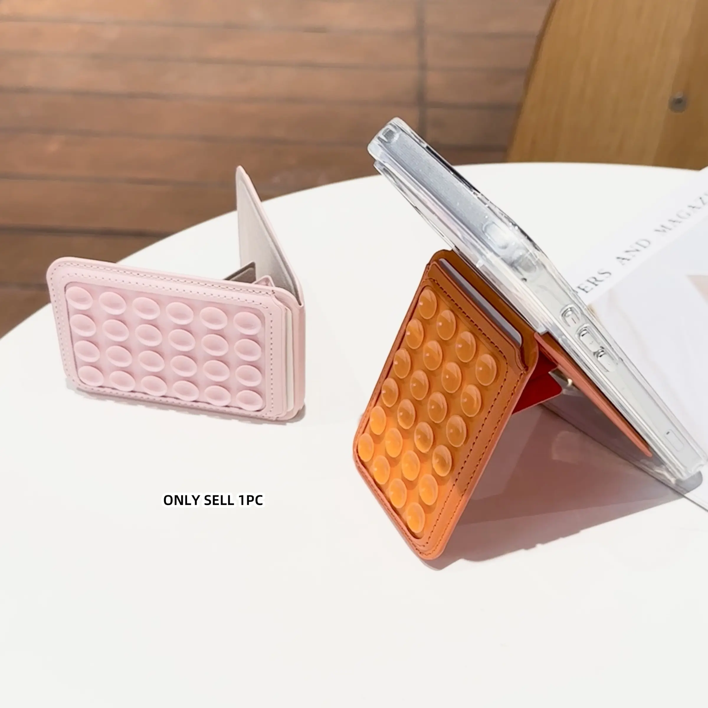 High-End Multi-Functional Suction Cup Card Holder, Magnetic Foldable Card Case, Portable Desk Stand, Compatible with iPhone, Samsung, Google Phones, Phone Accessories