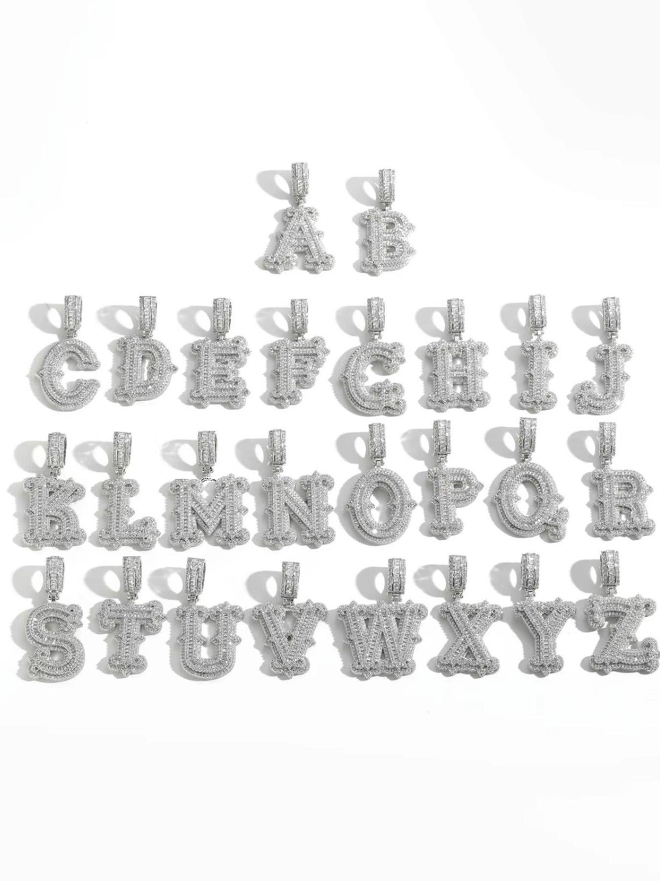 Initials Letter Pendant Necklace, Fashion Alphabet Pendant, Rhinestone Decor Chain Necklace, Hip Hop Jewelry for Party, Daily Decor, Trendy All-match & Exquisite Jewelry for Birthday Gift