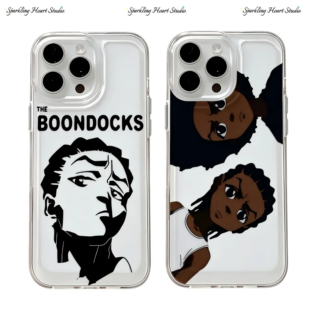 Hot Cool The Boondocks Phone Cases For iPhone 17 16 15 14 13 12 11 Promax Pro Plus Air Aesthetic Anti-Drop Transparent Soft Tpu Casing Cover Shells Daily Accessory Gift