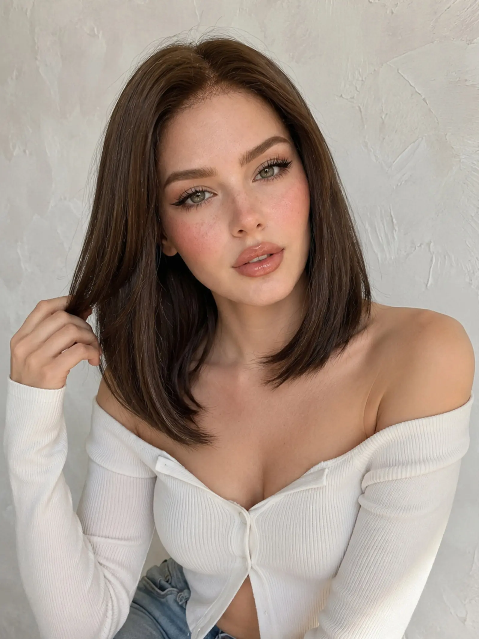 Topshe Lace Front Fiber Wig, Deep Chocolate Color, Side Part Straight Bob, Heat Resistant Silk, 12 Inches, Women's Daily Commute Wig
