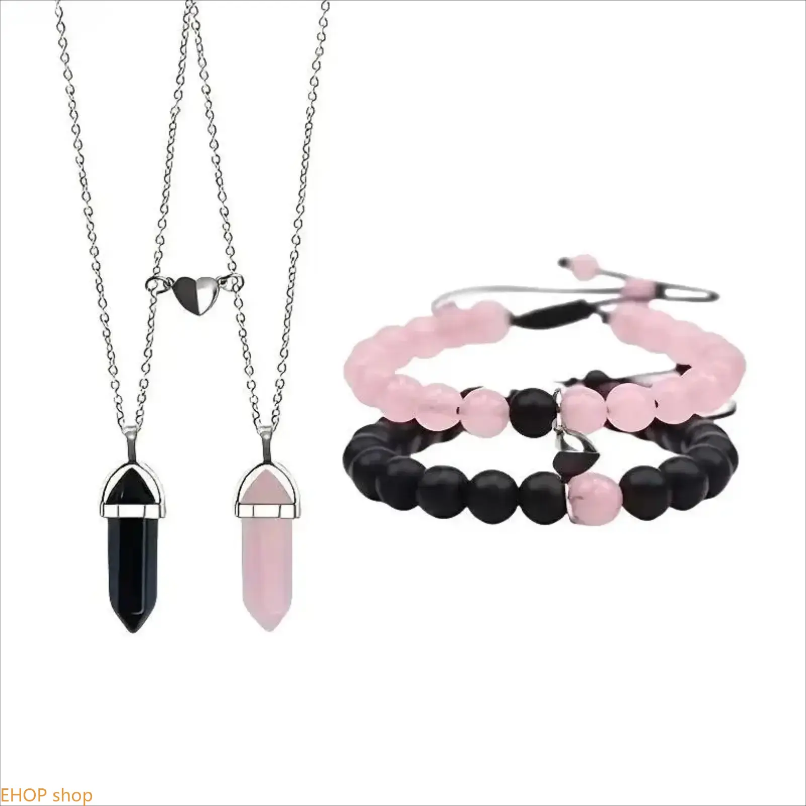4Pcs Couple Friendship Bracelets Rising Sun & Moon Magnetic Design Synthetic Jade Stone Beaded Matching Bracelets for Couples Best Friends Long Distance Bonds Meaningful Everyday Jewelry Gift Set for Him and Her