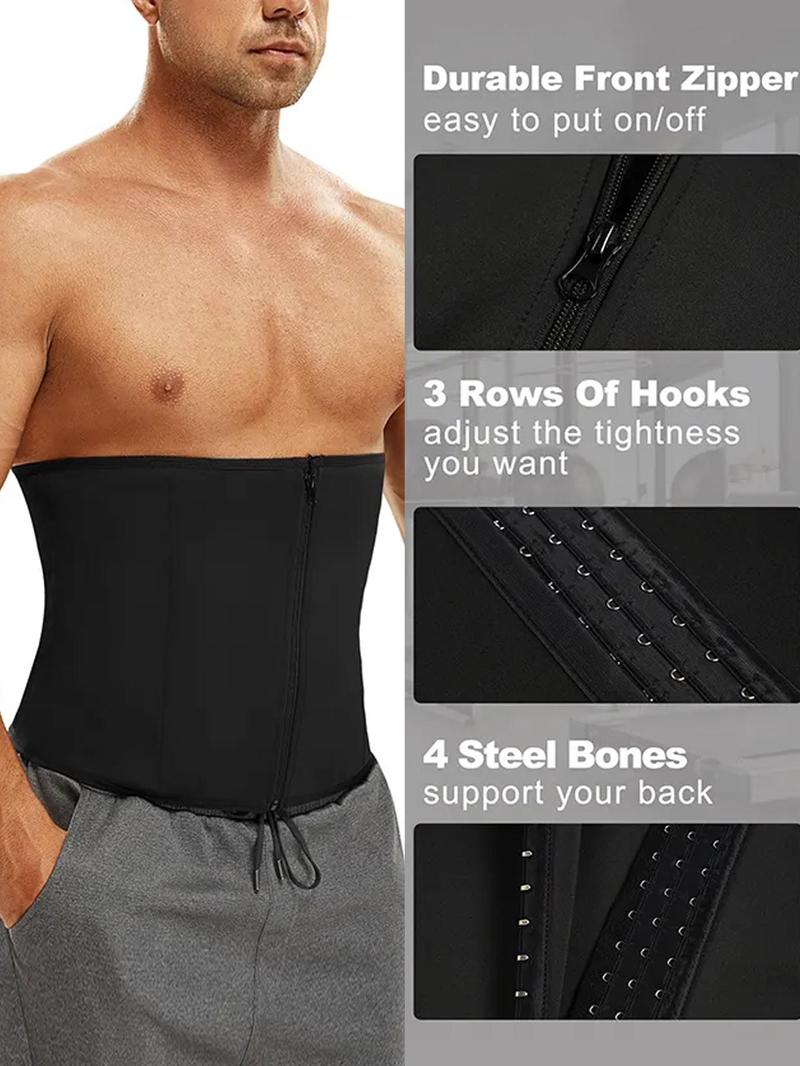Men's Plain Adjustable Waist Trainer, Solid Color Waist Cincher, Shaper for Men, Tummy Control Shaper, Waist Trainer for Men, Menswear