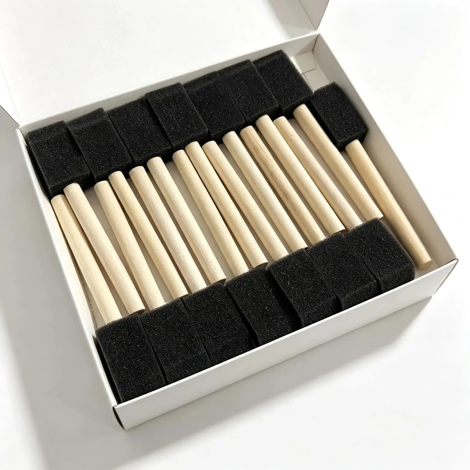 Lint-Free Craft Paintbrushes, 50-Count, 1" Wide with Wooden Handle | For Staining, Decoupage, Acrylic Painting, Varnish, Gluing Projects (Home Improvement Paint Supplies & Tools)