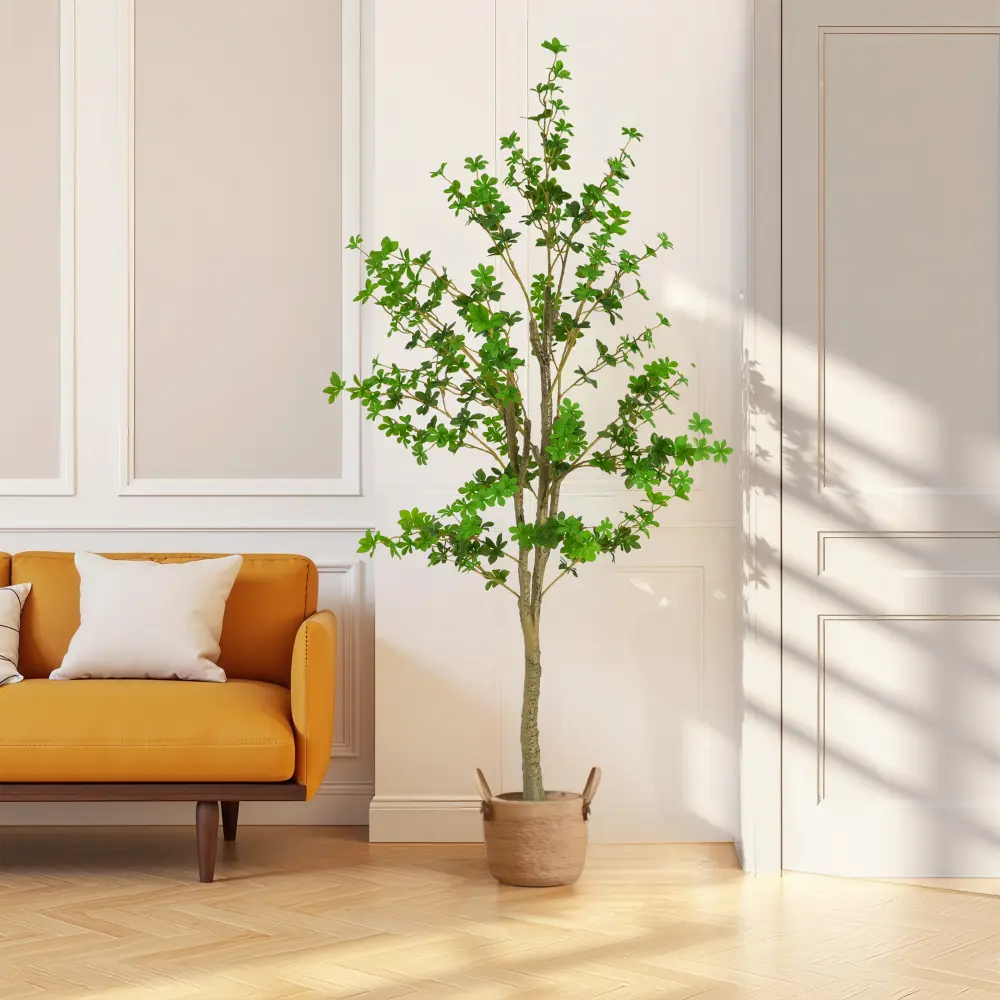 76" Artificial Enkianthus Tree with Black Plastic Pot