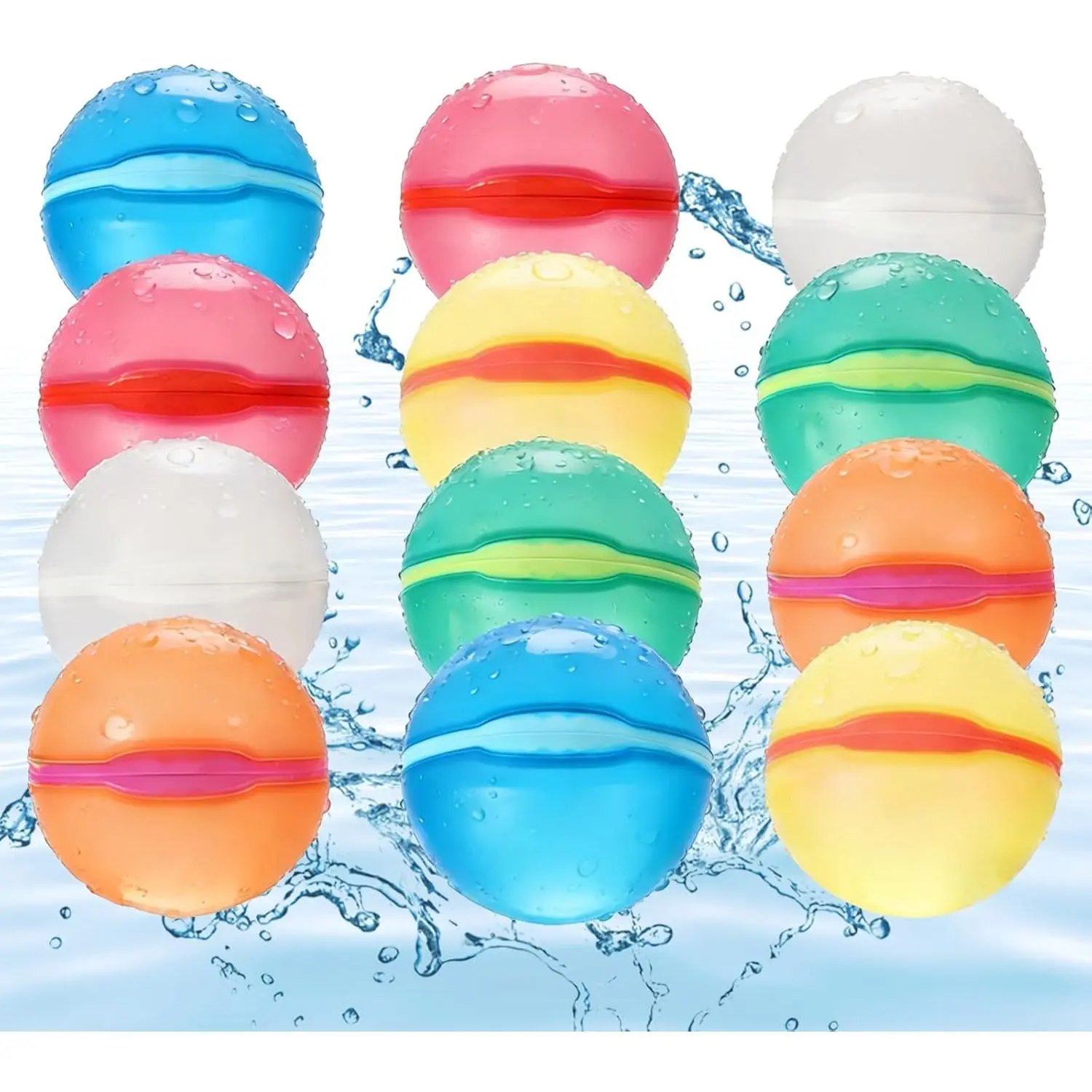 Reusable Silicone Water Balloons for Kids - Self-Sealing, No-Leak, Refillable Water Bombs with Reusability, Refillable Toys for Summer Outdoor Pool Activities, 12-Pack for Boys & Girls Ages 3-12