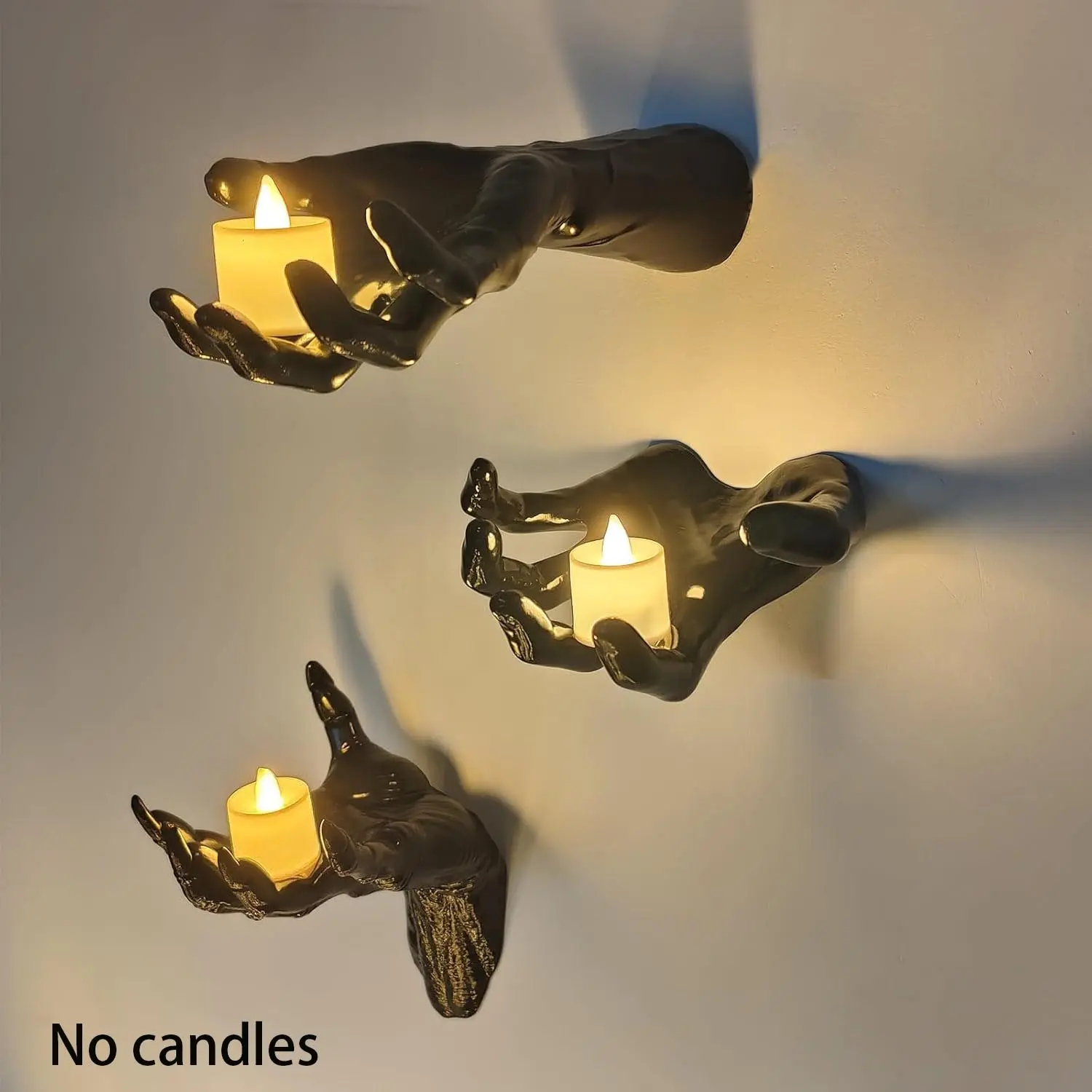 3pcs Spooky Horror Hands (Excluding Candles)  Halloween Decorative Props - Halloween Devil Hands Fake Hands Desktop Ornament, Life Size Horror Hands for Wall Decorations, Indoor Horror Halloween Decorations