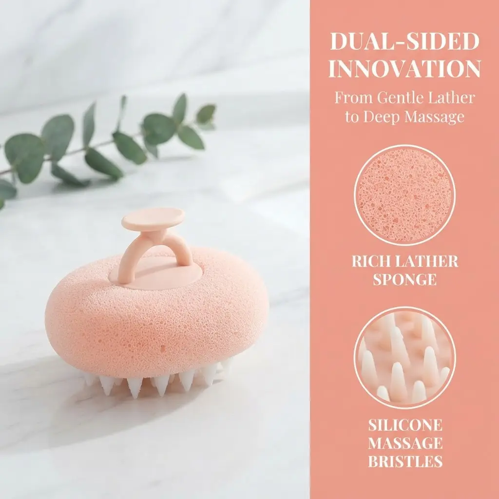 Ultra Soft Sunflower Shower Sponge, 2-in-1 Exfoliating Loofah with Suction Cup, Reusable Deep Cleansing Bath Sponge for Adults