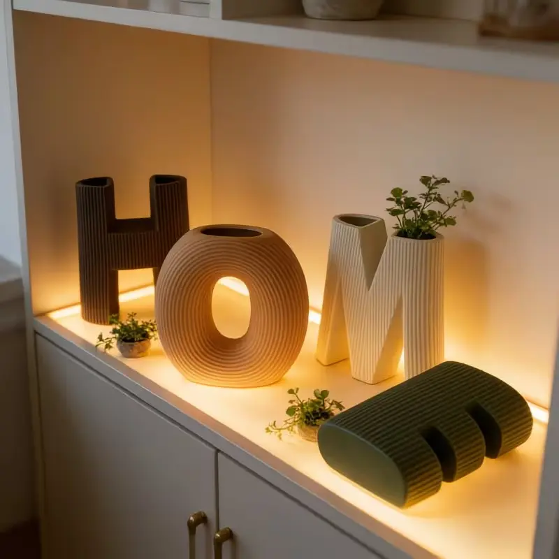 Home Letter Ceramic Vase Set, Flower Vases, Living Room Bedroom Entryway Decorative Flower Arrangement, Wedding Decoration, Stylish Home Accessories