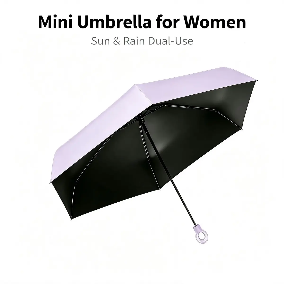 Mini Portable Ring-Handle Umbrella, Portable Foldable Umbrella, -Rubber Coating, Sun & Rain Dual-Use, UV Protection, Lightweight Design, Perfect for Traveling