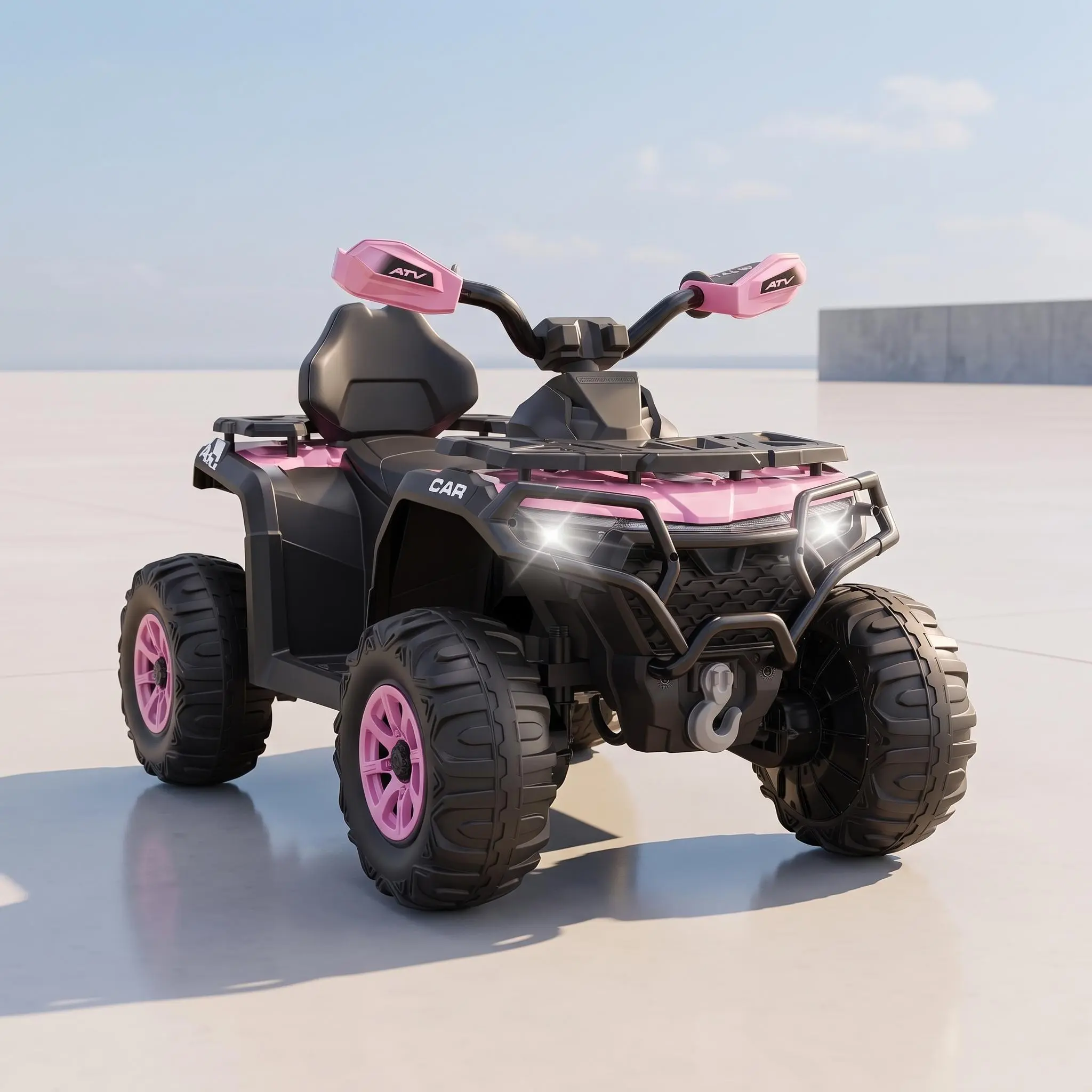 【IdealHouse】12V Kids Electric ATV Ride‑On Car,Dual 45W Powerful Motors,with Parent Remote Control,Wireless Music,USB Port,LED Lights and Shock‑Absorbing Suspension,Off‑Road Battery Powered Four Wheeler Toy,Suitable for Boys and Girls Aged 3 to 8
