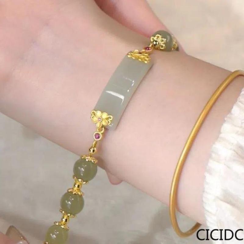 Genuine Jade Beads Bracelets Different Shape Charm Green Color , Gift For Girlfriends Girls.