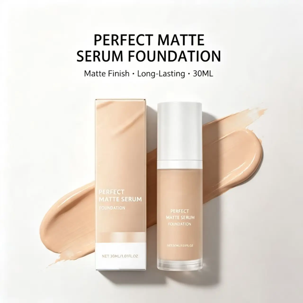 Collagen Blend Hydrating Liquid Foundation - Natural Matte, Hydrates Skin, Long-Lasting, No-Fade Flawless Daily Base Makeup for Beauty & Personal Care (Conceals Natural Skin Tone)