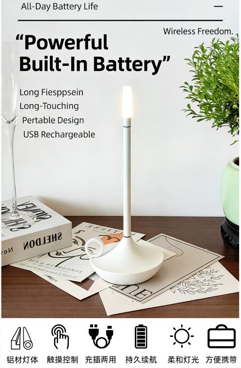 Aladdin Rechargeable LED Table Lamp, Touch Control, Ambient Light for Hotel, Restaurant, Bar & Camping