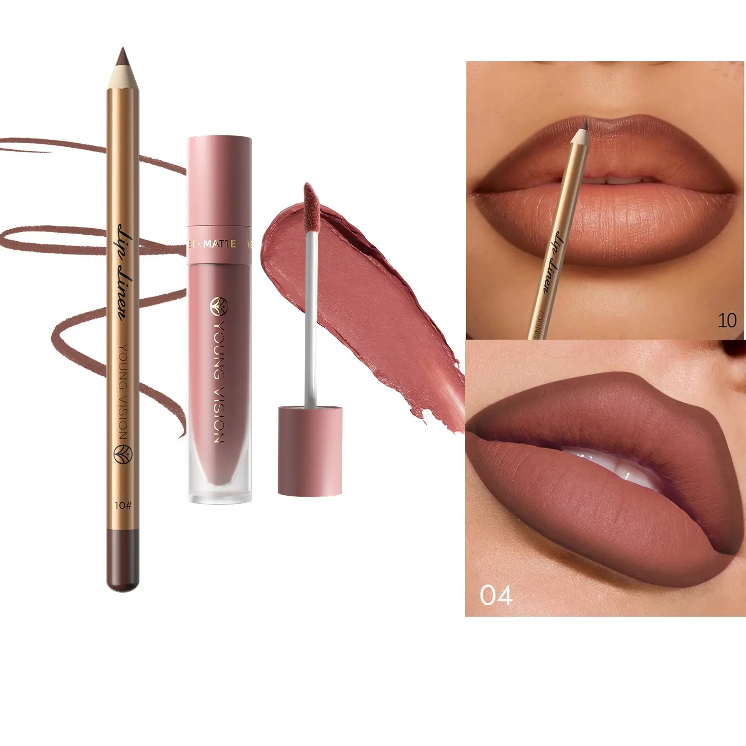 YOUNG VISION Lip Liner & Gloss Set, Matte Finish, Bold European Thick Lips, Perfect for Defined Full-Look Lips, Essential Makeup Kit, Cosmetic Lip Liner