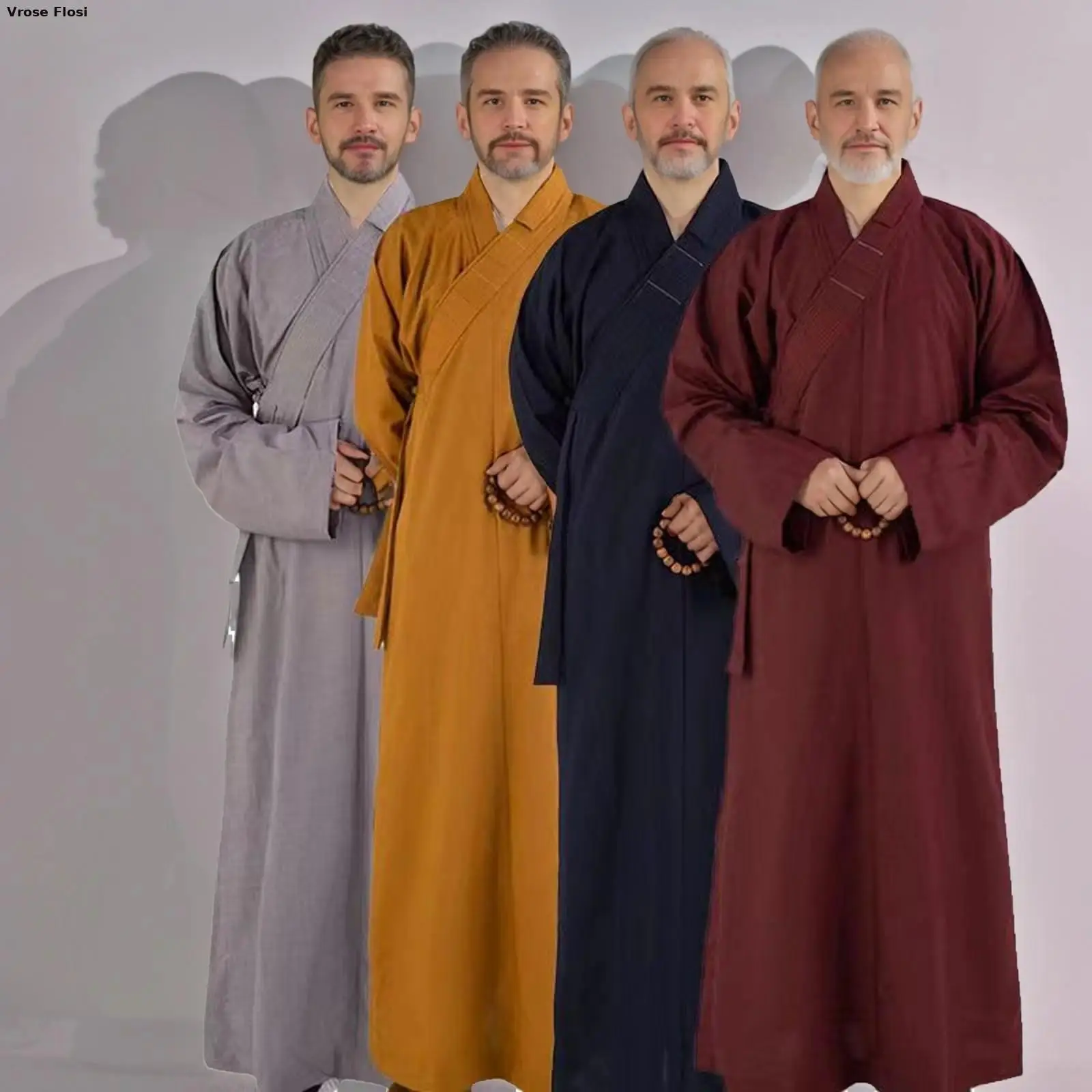2024 New Men's Traditional Chinese Buddhist Long Robe, Multiple Colors Haiqing Meditation Gown for Adult Male Monks