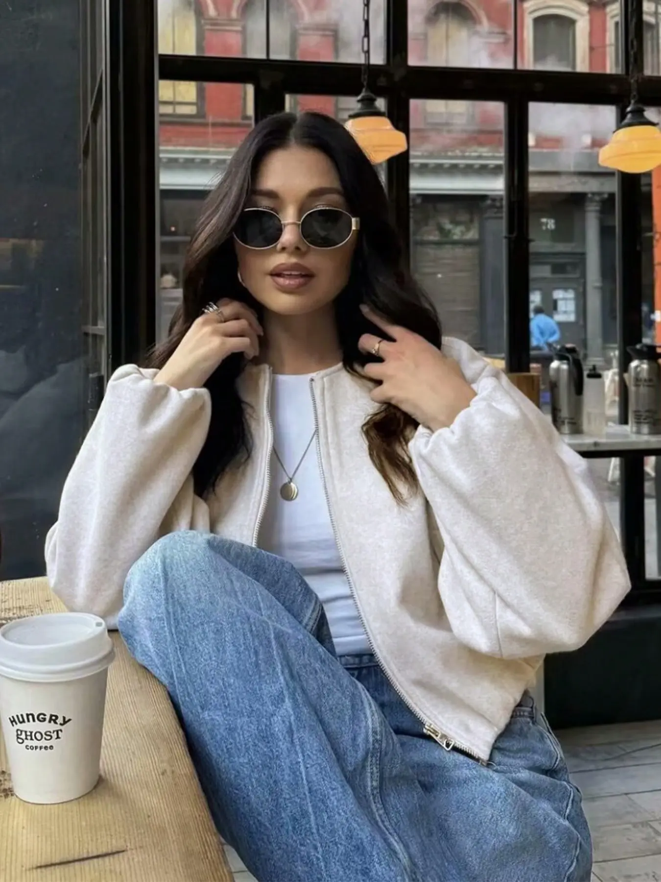 Women's Spring Fall Casual Elegant Fashion Loose Fit Korean Style Round Neck Zipper Short Jacket, Summer Festival Vacation Season