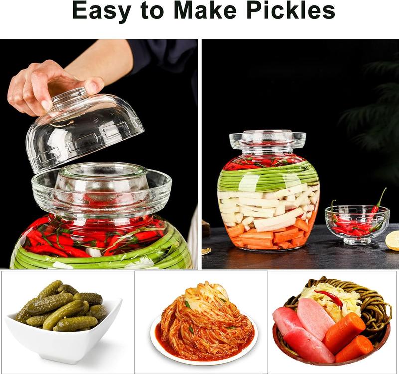 1.5L Glass Jar with Lid Fermentation Jar, Traditional Fermenting Kit Crock with Water Seal Airlock Lid, Pickle Jar for Pickles Kimchi, Sauerkraut,  Brewing Kombucha