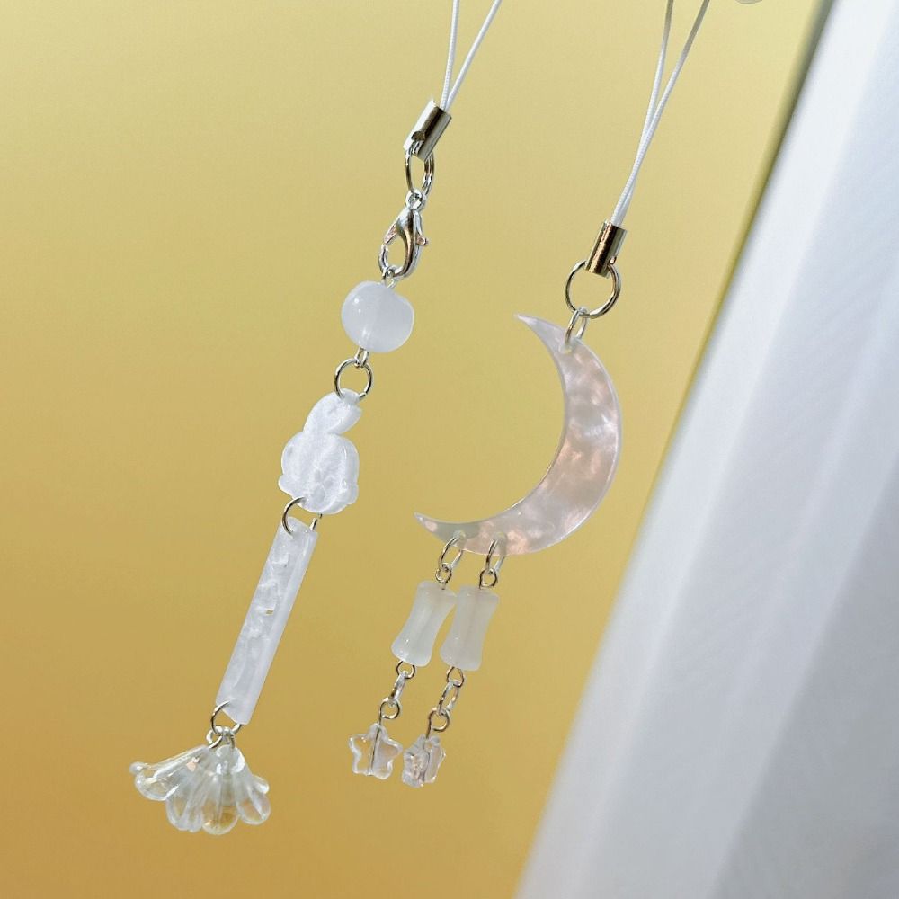 Acrylic Moon Star Phone Charms DIY Handmade Anti-Lost Cloud Phone Chains Chinese Style Ins Mid-Autumn Festival Mobile Strap