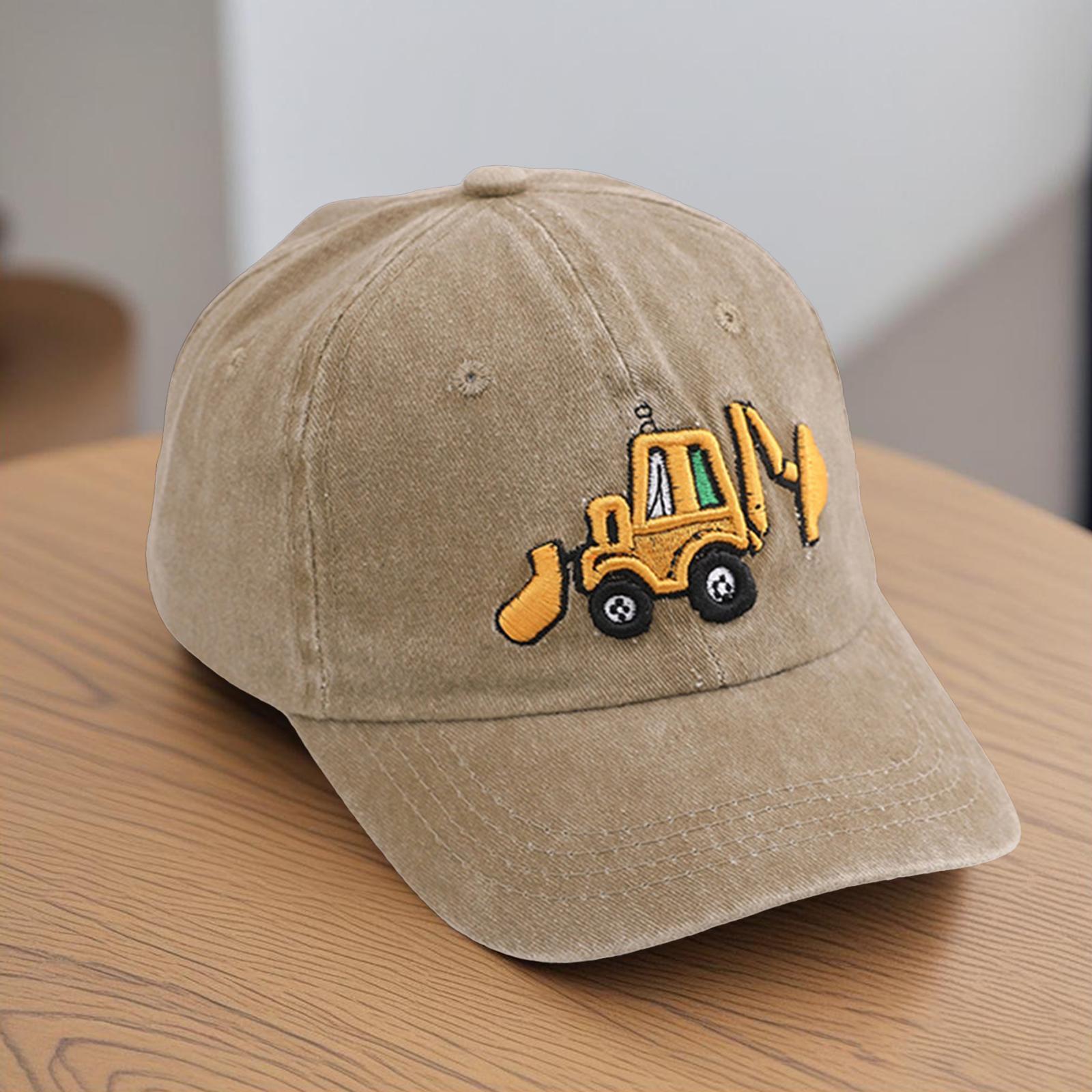 Excavator Pattern Baseball Hat | Adjustable Casual Cap, Fun Construction Theme Design, Perfect Birthday Gift & Daily Wear Accessory