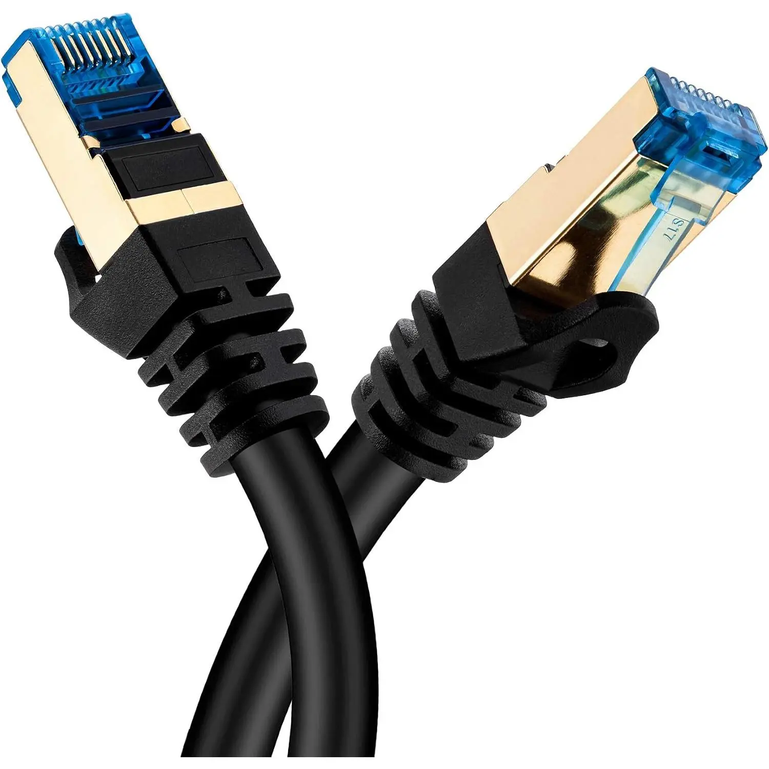 10ft 7 Ethernet Cable - Outdoor 10Gbps 600MHz High-Speed Triple Shielded SFTP Heavy-Duty Outdoor Rated LAN Cord for Gaming, Routers/Modems