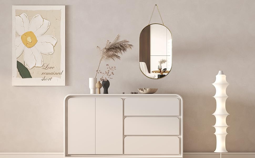 Oval Wall Mirror, Gold, Oval Shape, for Bathrooms and More (16x9.2 inch)