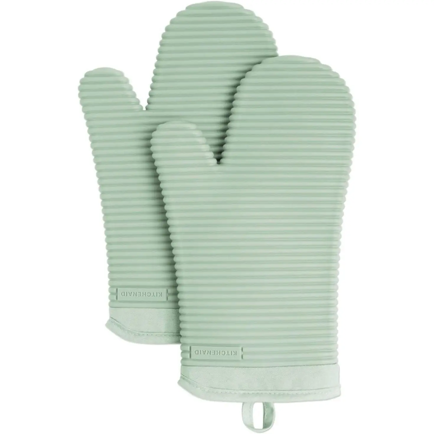 Ribbed Soft Silicone Oven Mitt 2-Pack Set, 7.5"x13", Pistachio