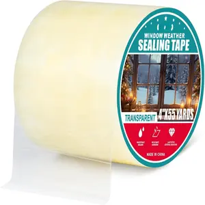 Transparent Window Weather Sealing Tape, 4in x 55Yards,Clear  Repair Tape, No ,Weather Stripping Draft Isolation Tape for Doors Windows and Shower Glass Gaps